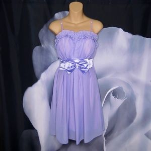 Lavender Dress With Ruffle Top and Bow